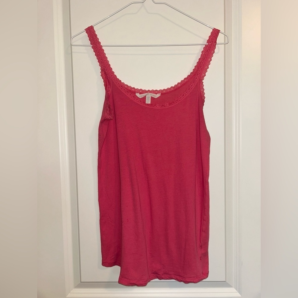 Victorias Secret Pink Lace Trim Tank Top
